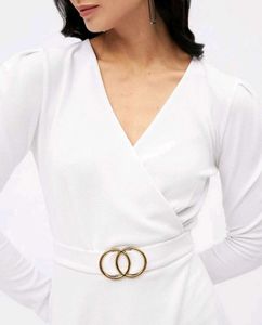 Elegant White Wrap Dress...
