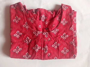 Stylish Orange Printed + Red Floweral Tops