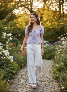 Cute Lavender Peplum Top