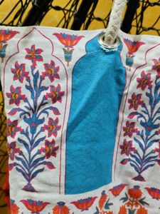 Trendy Ethnic Print Canvas Tote Bag with Rope Hand