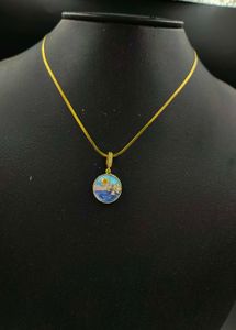 Enamel Beach Scene Pendant Necklace