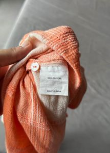 AND Orange &amp; Beige Checked Cotton Top w Front Knot