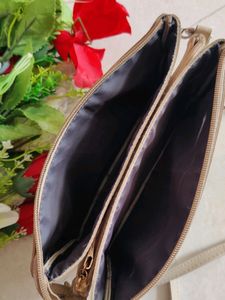 Women Beige Slingbag With Hidden Pocket