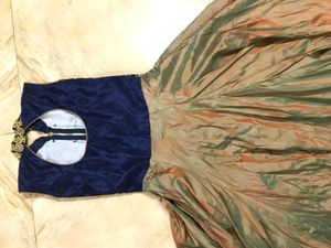 Elegant Blue &amp; Gold Anarkali Dress