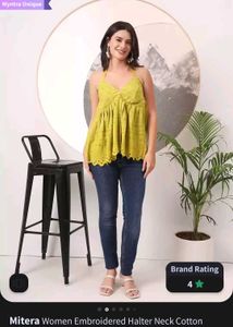Embroidery Halter Neck Top