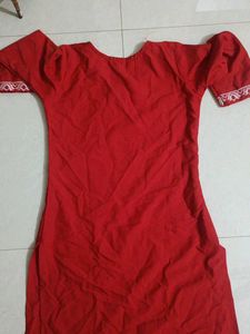 Red Embroidered Kurta