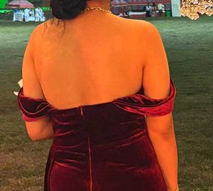Elegant Velvet Off-Shoulder Gown