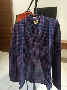 Blue And Red Check Long Sleeve Shirt