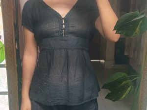 black baby doll top