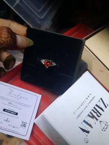 HALL MARK SILVER RED HEART RING