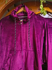 New Velvet Maroon Tracksuit Set
