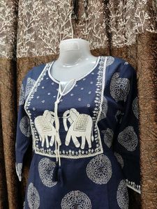 Elegant Blue Printed Kurta Set