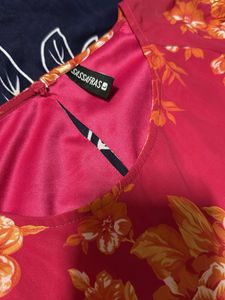 Vibrant Floral Pink Dress with Puff Sleeves