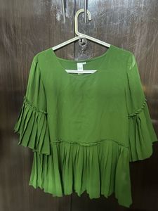 Green Ruffle Sleeve Top