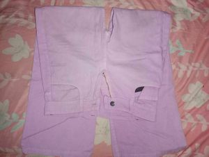 Lavender High Waist Wide Leg Denim Pants
