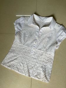 Eyelet Blouse with Peter Pan Collar