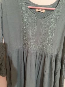 grayish-green dress