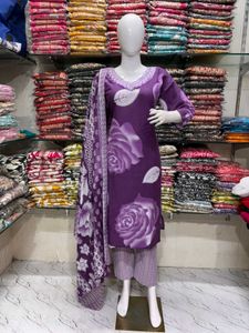 Purple Floral Kurta Set