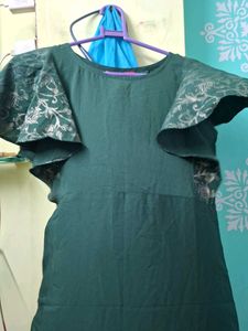 Green Dress with Floral Sleeves