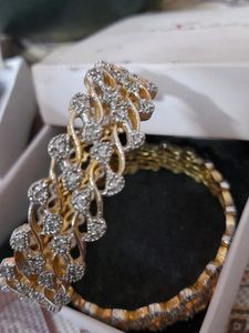 Bangles With Silvery And Golden Touch