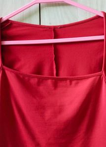 Red Square Neck Top