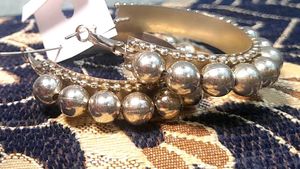 Silver Beaded Hoop Earrings