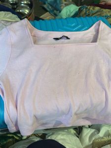 Pink Square Neck Crop Top