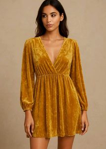 Mustard Yellow Party Wear Velvet