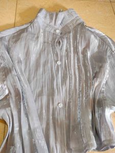 Shiney Matelic Classy Shirt Top🪞🦪💿💍💎