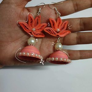 Orange And Pink Lotus Jhumka 🪷🦢🪞
