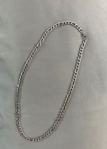 Silver-Tone Stainless Steel Figaro Chain Necklace