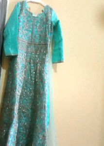 Long Gown 4 Pieces. Salwar Dupatta And Upper Court