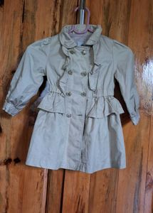 Ruffled Beige Trench Coat
