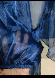 Blue Shein Wrap Top
