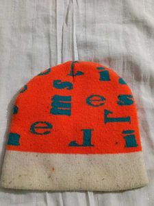 Smile Beanie - Orange &amp; White