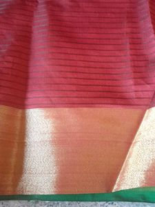 Brand New Green Silkblend Saree with Gold Border