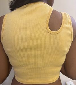 Yellow Cutout Ribbed Crop Top