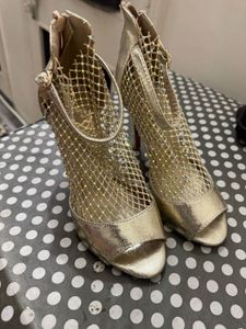 Glamorous Golden Mesh Heels