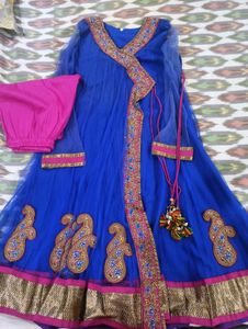 Blue & Pink Anarkali Suit - Elegant Ethnic