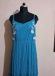 Turquoise Embroidered Maxi Dress