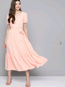 Peach Tiered Midi Dress