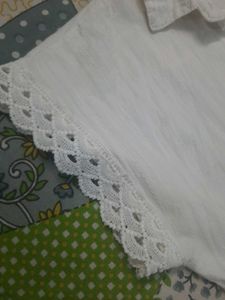Women Collar Neck White Top
