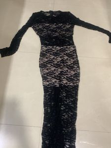 Elegant Black Lace Long Sleeve Dress
