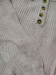Pink Knit Button Sweater