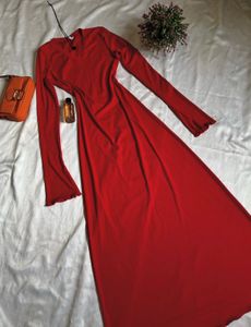 Elegant Red Long Sleeve Dress