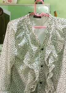Polka Dot Ruffle Top