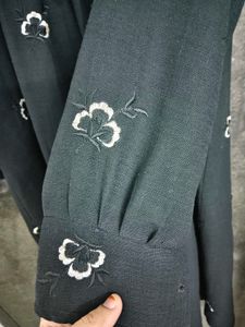Black Embroidered short abaya..