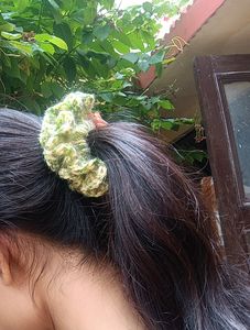 Green Crochet Scrunchie