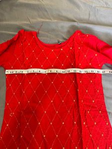 Red Embroidered Kurti