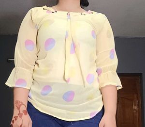 Cute Polka Dot Tie-Neck Blouse